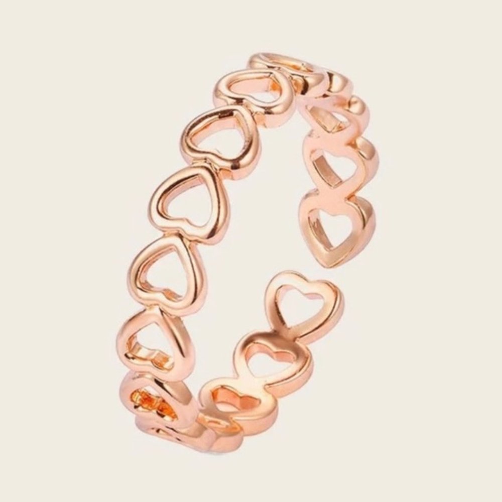 Rose Gold Dainty Pink Love Heart Ring